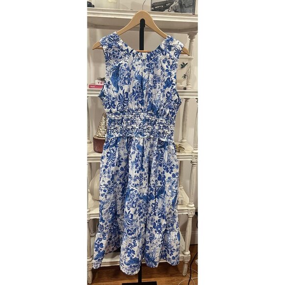 Anthropologie Sleeveless Poplin Smocked Midi Dress Size Large Petite - Picture 4 of 7